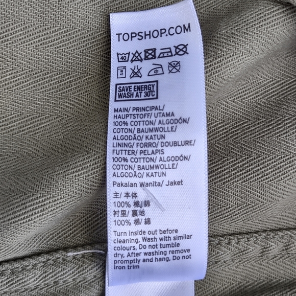 Topshop Ethan Rose Appliqué Utility Jacket Army Green Size 6 - Picture 5 of 11